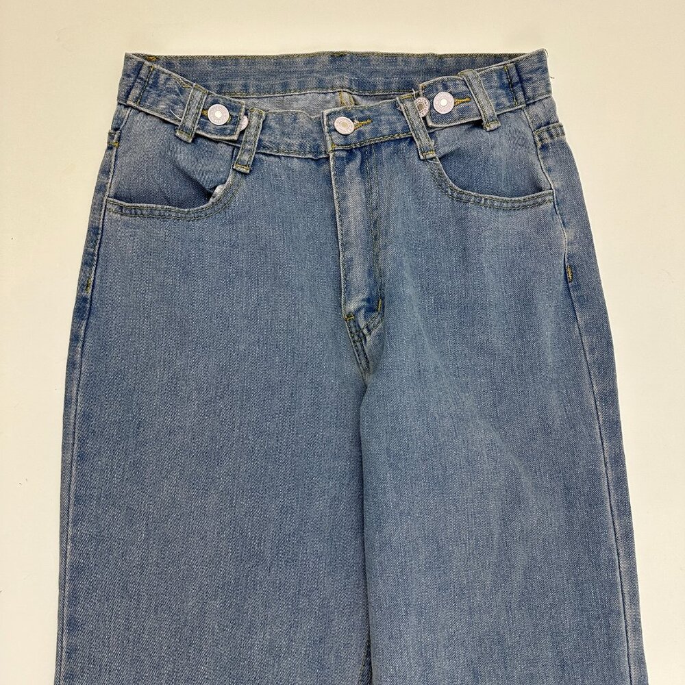 Shein‎ Straight Button Detail on Waist Women's size S Blue Denim Jeans - Picture 2 of 4